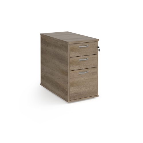 Desk high 3 drawer pedestal with silver handles 800mm deep - Nebraska Oak