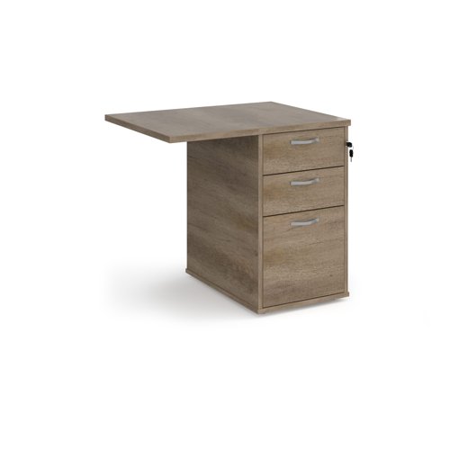 Desk high 3 drawer pedestal 600mm deep with 800mm flyover top - Nebraska Oak