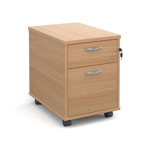 Mobile 2 Drawer Pedestal With Silver Handles 600mm Deep Beech