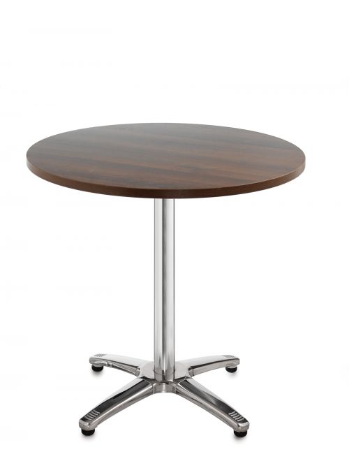 Roma circular table with 4 leg chrome base 600mm - walnut