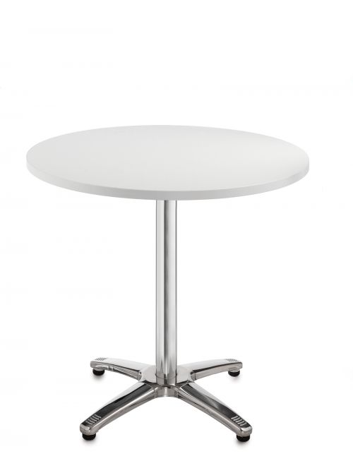 Roma circular table with 4 leg chrome base 600mm - white