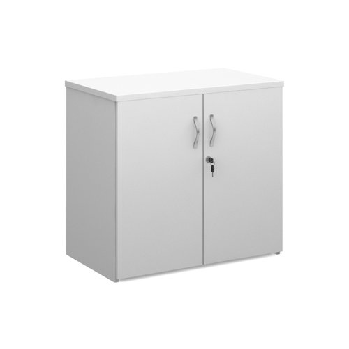 Duo double door cupboard 740mm high with 1 shelf - white