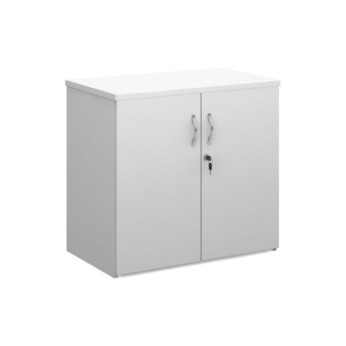 Universal double door cupboard 740mm high with 1 shelf - white