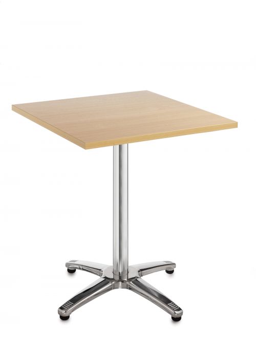 Roma square table with 4 leg chrome base 700mm - beech