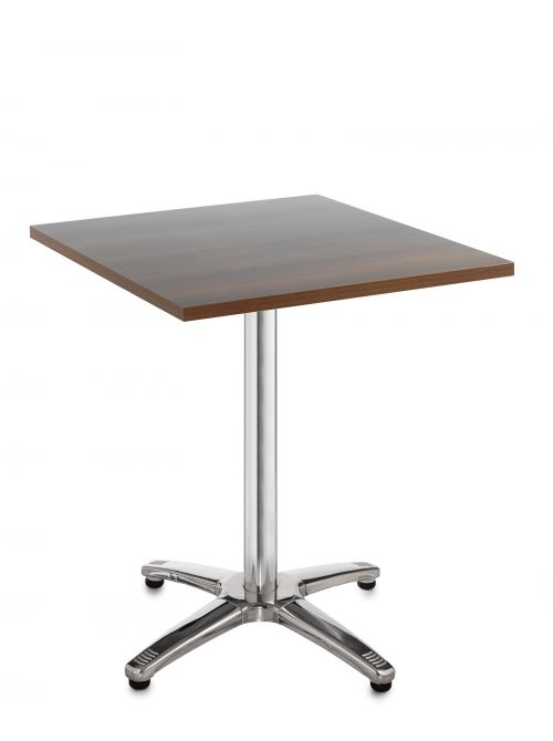 Roma square table with 4 leg chrome base 700mm - walnut