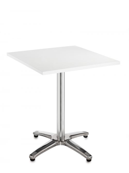 Roma square table with 4 leg chrome base 700mm - white