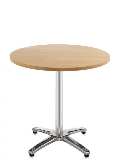 Roma circular table with 4 leg chrome base 800mm - beech