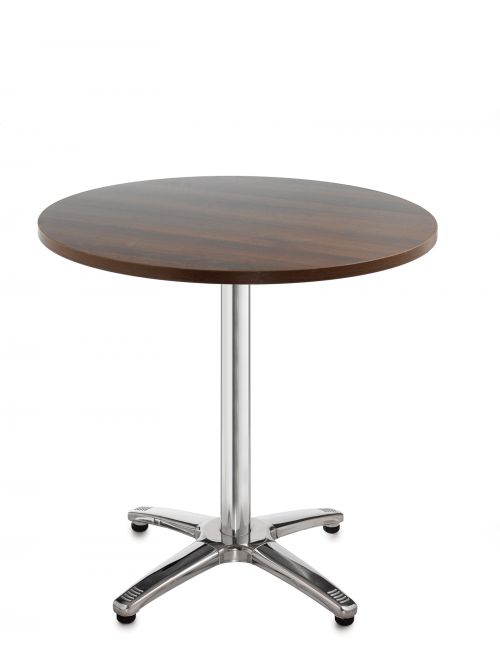 Roma circular table with 4 leg chrome base 800mm - walnut