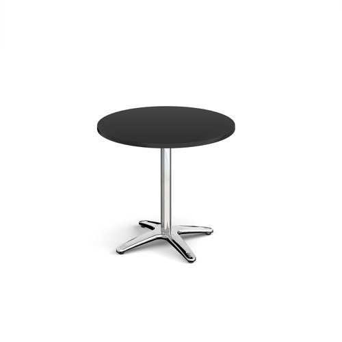 Roma circular dining table with 4 leg chrome base 800mm - Black