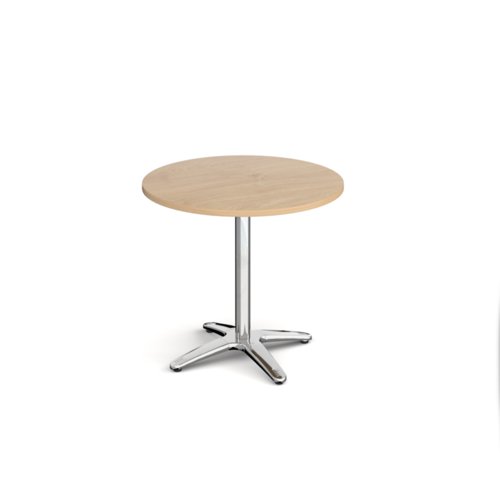 Roma circular dining table with 4 leg chrome base 800mm - kendal oak