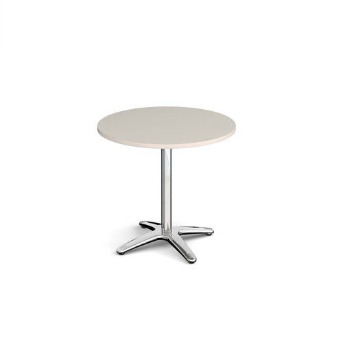 Roma circular dining table with 4 leg chrome base 800mm - Light Grey