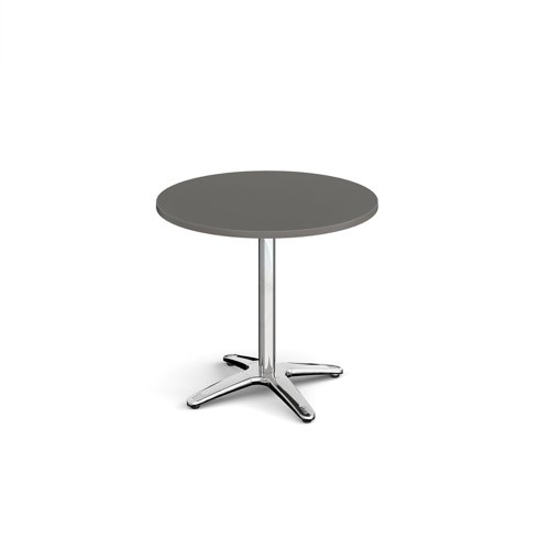 Roma circular dining table with 4 leg chrome base 800mm - Onyx Grey