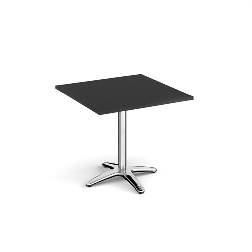 Roma square dining table with 4 leg chrome base 800mm - Black