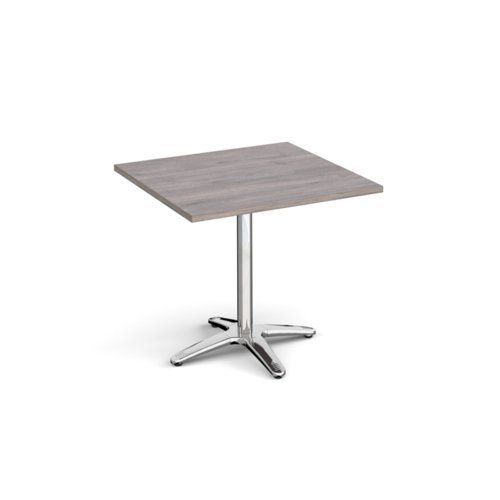 Roma square dining table with 4 leg chrome base 800mm - grey oak