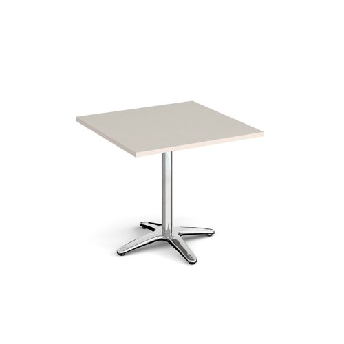 Roma square dining table with 4 leg chrome base 800mm - Light Grey