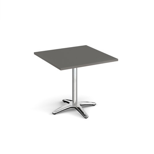 Roma square dining table with 4 leg chrome base 800mm - Onyx Grey