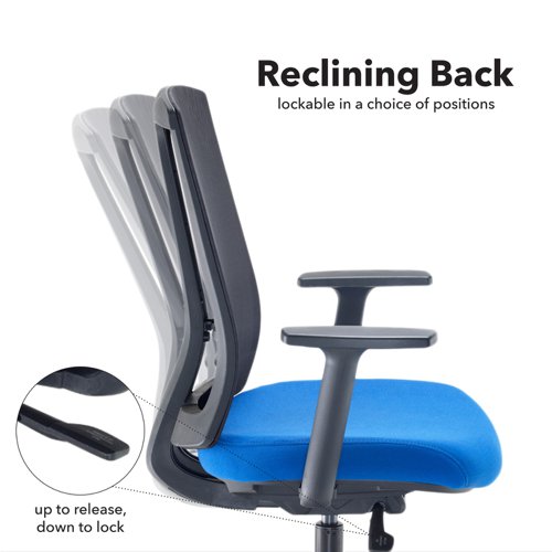 Ronan mesh back operators chair with fixed arms - blue