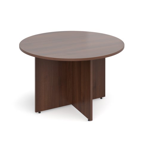 Arrow head leg circular meeting table 1200mm - walnut