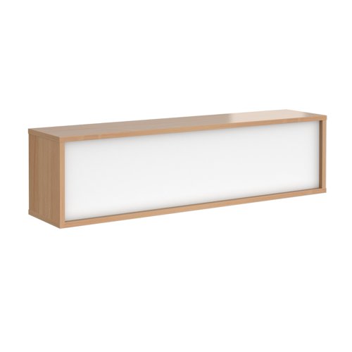 Denver reception straight top unit 1600mm - beech with white panels