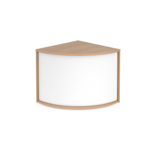 RUC8D-BWH Denver reception 90° corner base unit 800mm - beech with white panels