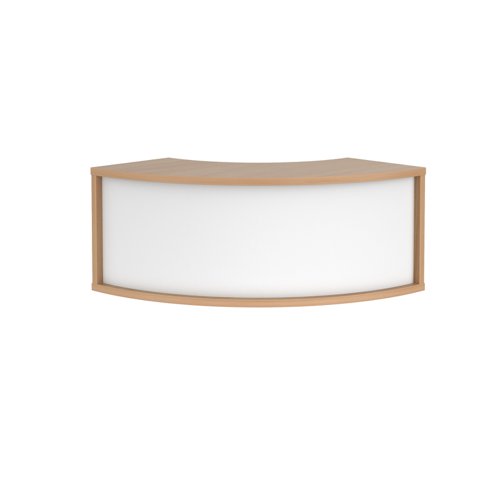 Denver reception 90° corner top unit 800mm - beech with white panels Dams International