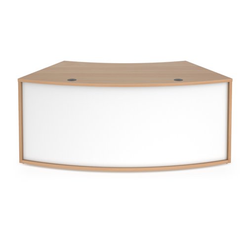 RUHC18D-BWH Denver reception 45° curved base unit 1800mm - beech with white panels