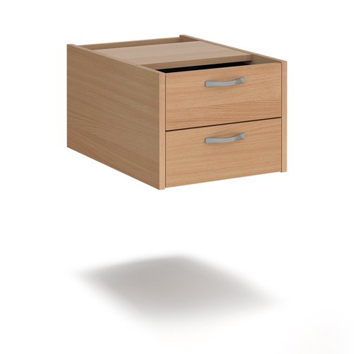 Maestro 25 shallow 2 drawer fixed pedestal for 600mm deep desks - beech