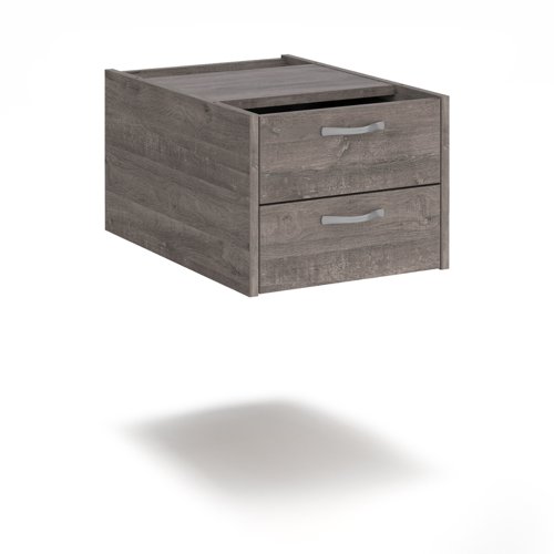 Maestro 25 shallow 2 drawer fixed pedestal for 600mm deep desks - grey oak S2FGO Buy online at Office 5Star or contact us Tel 01594 810081 for assistance