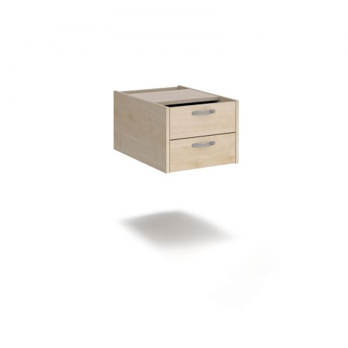 Maestro 25 shallow 2 drawer fixed pedestal for 600mm deep desks - maple