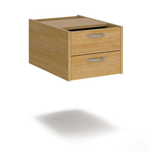 Maestro 25 shallow 2 drawer fixed pedestal for 600mm deep desks - oak S2FO Buy online at Office 5Star or contact us Tel 01594 810081 for assistance