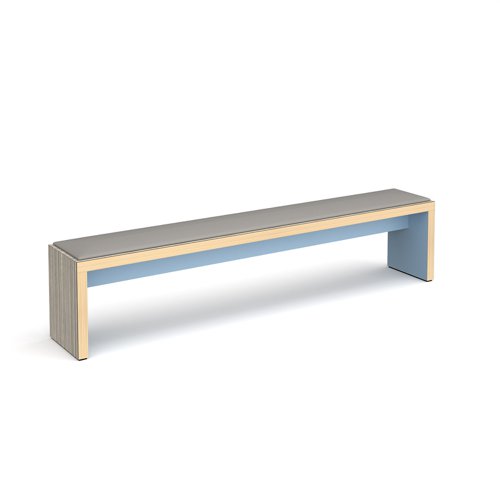 Slab benching solution low bench with upholstered seat pad 2200mm wide