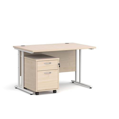 Maestro 25 Wl Straight Desk 1200mm X 800mm With White Cantilever