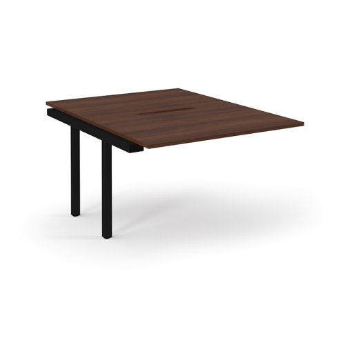 Connex Scalloped 1200 x 1600 x 725mm Back to Back Add On Bay - Black Frame / Walnut Top