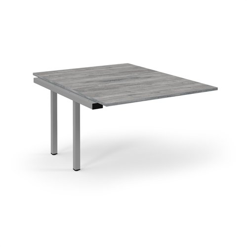 Connex Scalloped 1200 x 1600 x 725mm Back to Back Add On Bay - Silver Frame / Grey Oak Top