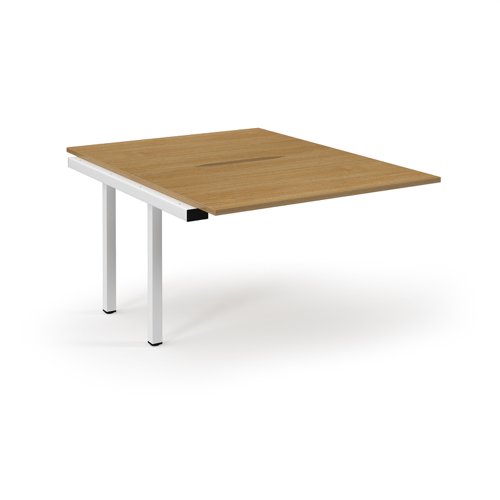 Connex Scalloped 1200 x 1600 x 725mm Back to Back Add On Bay - White Frame / Oak Top | SCO1216-AB-WH-O | Dams International