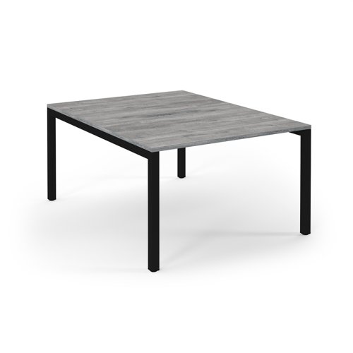 Connex Scalloped 1200 x 1600 x 725mm Back to Back Desk ( 2 x 1200mm ) - Black Frame / Grey Oak Top