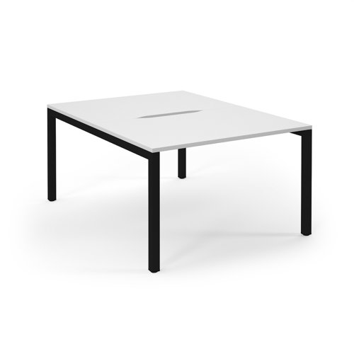 Connex Scalloped 1200 x 1600 x 725mm Back to Back Desk ( 2 x 1200mm ) - Black Frame / White Top