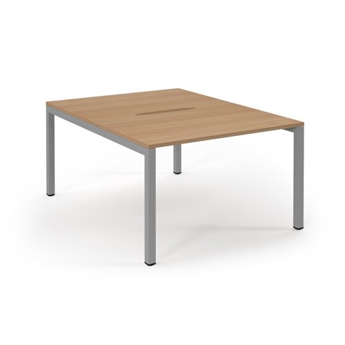 Connex Scalloped 1200 x 1600 x 725mm Back to Back Desk ( 2 x 1200mm ) - Silver Frame / Beech Top