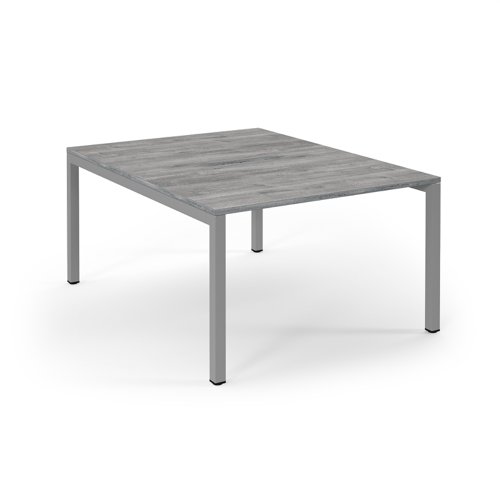 Connex Scalloped 1200 x 1600 x 725mm Back to Back Desk ( 2 x 1200mm ) - Silver Frame / Grey Oak Top