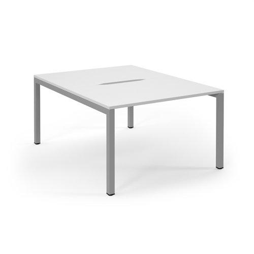 Connex Scalloped 1200 x 1600 x 725mm Back to Back Desk ( 2 x 1200mm ) - Silver Frame / White Top | SCO1216-S-WH | Dams International