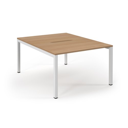 Connex Scalloped 1200 x 1600 x 725mm Back to Back Desk ( 2 x 1200mm ) - White Frame / Beech Top