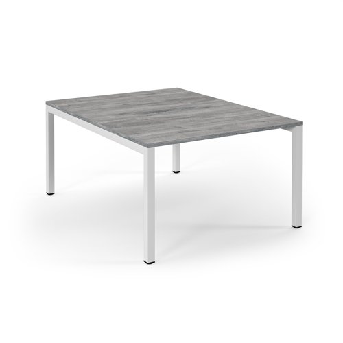 Connex Scalloped 1200 x 1600 x 725mm Back to Back Desk ( 2 x 1200mm ) - White Frame / Grey Oak Top Dams International