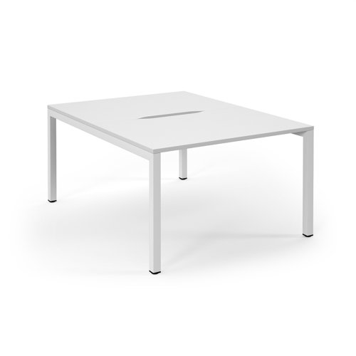 Connex Scalloped 1200 x 1600 x 725mm Back to Back Desk ( 2 x 1200mm ) - White Frame / White Top
