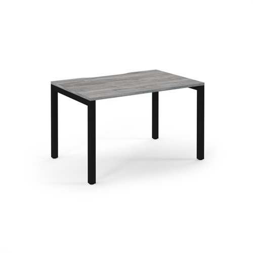 Connex Scalloped 1200 x 800 x 725mm Single Desk - Black Frame / Grey Oak Top
