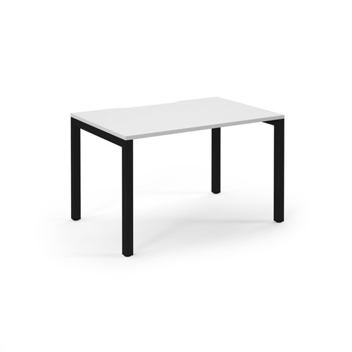 Connex Scalloped 1200 x 800 x 725mm Single Desk - Black Frame / White Top