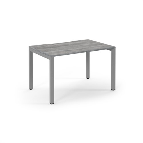 Connex Scalloped 1200 x 800 x 725mm Single Desk - Silver Frame / Grey Oak Top