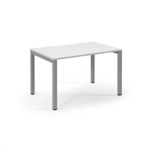 Connex Scalloped 1200 x 800 x 725mm Single Desk - Silver Frame / White Top