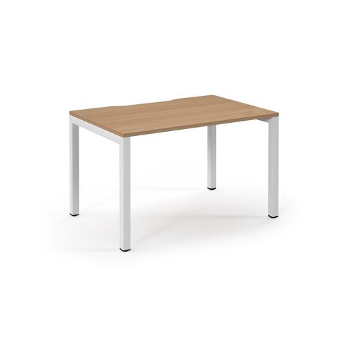 Connex Scalloped 1200 x 800 x 725mm Single Desk - White Frame / Beech Top