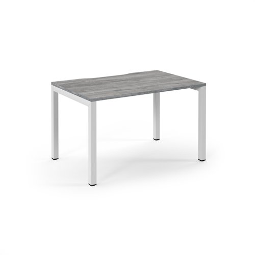 Connex Scalloped 1200 x 800 x 725mm Single Desk - White Frame / Grey Oak Top Dams International