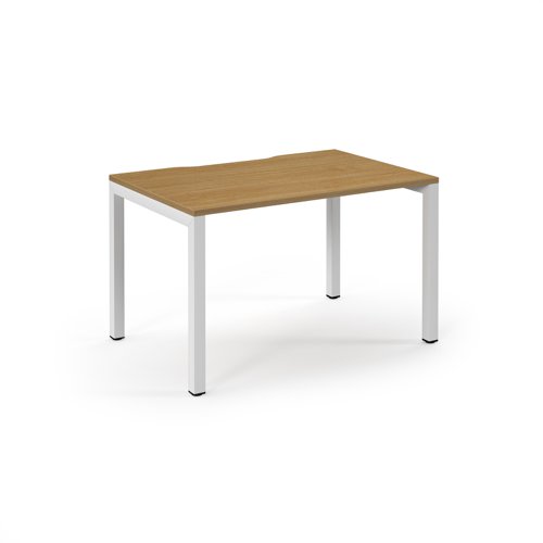 Connex Scalloped 1200 x 800 x 725mm Single Desk - White Frame / Oak Top